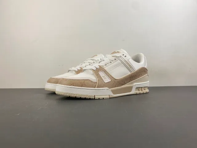 Louis Vuitton LV Trainer White Beige Monogrammed Textile Layered Midsole Lifestyle Sneakers 10