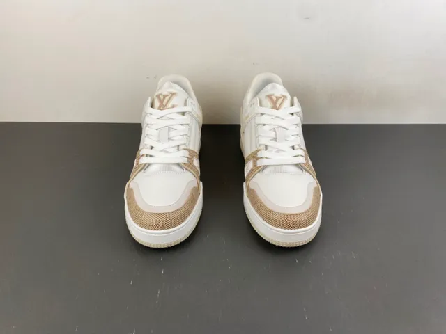 Louis Vuitton LV Trainer White Beige Monogrammed Textile Layered Midsole Lifestyle Sneakers 11