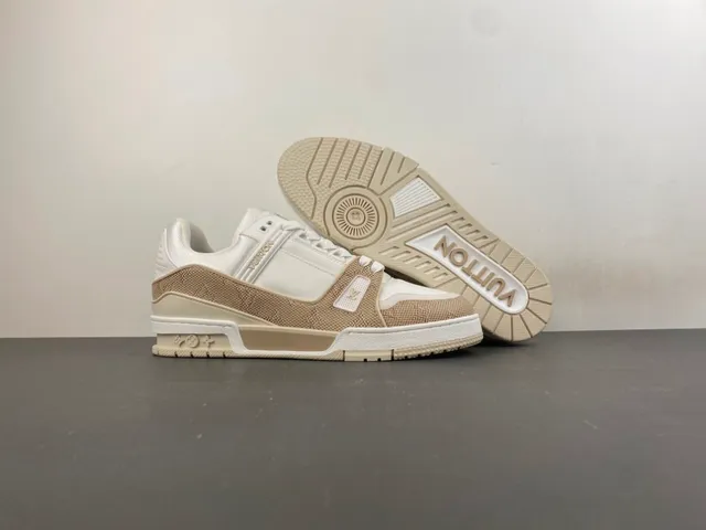 Louis Vuitton LV Trainer White Beige Monogrammed Textile Layered Midsole Lifestyle Sneakers 12