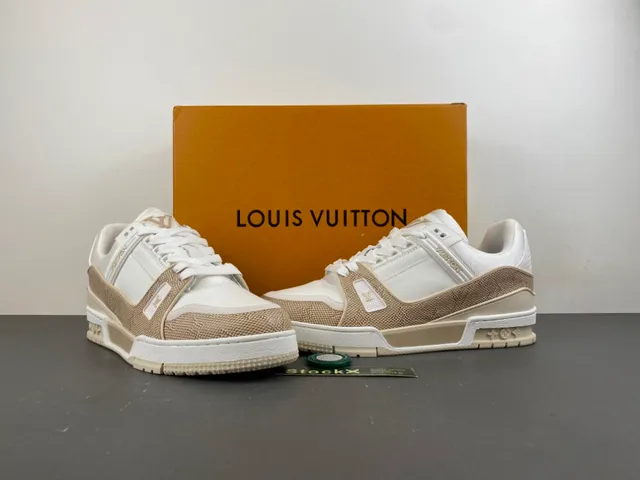 Louis Vuitton LV Trainer White Beige Monogrammed Textile Layered Midsole Lifestyle Sneakers 13