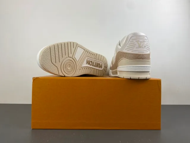 Louis Vuitton LV Trainer White Beige Monogrammed Textile Layered Midsole Lifestyle Sneakers 16