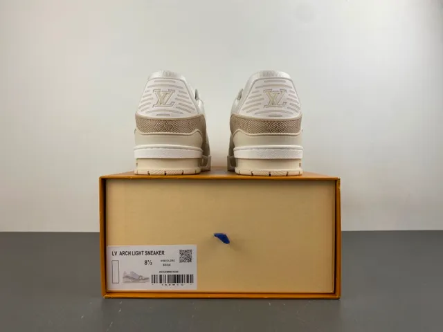 Louis Vuitton LV Trainer White Beige Monogrammed Textile Layered Midsole Lifestyle Sneakers 17