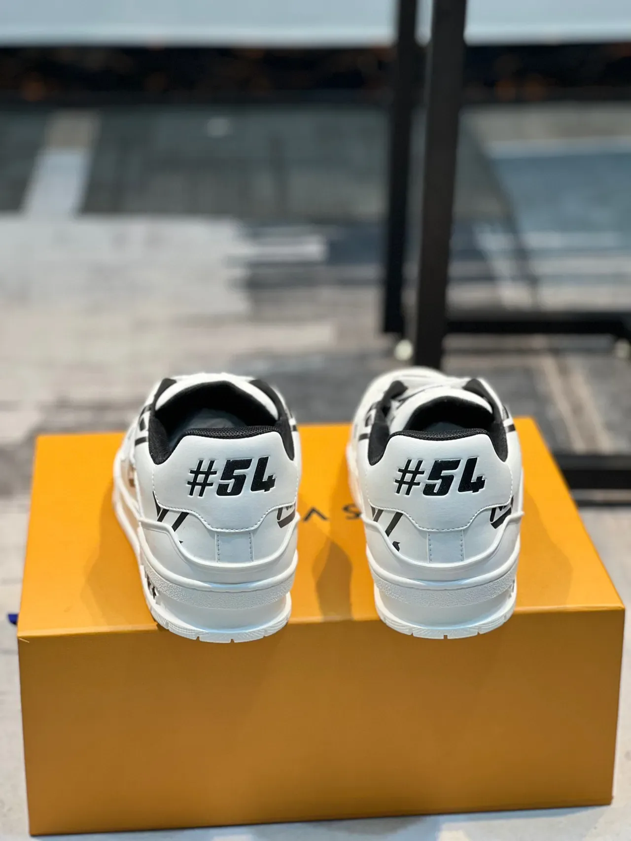 Louis Vuitton LV Trainer Blanc et Noir Impression Graphique Partie Supérieure Semelle Sculptée Lifestyle Sneakers 2