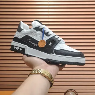 Louis Vuitton LV Trainer White Black Monogrammed Perforated Leather Layered Midsole Lifestyle Sneakers