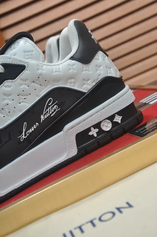 Louis Vuitton LV Trainer White Black Monogrammed Perforated Leather Layered Midsole Lifestyle Sneakers 2