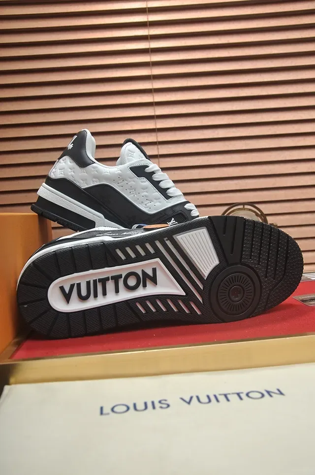 Louis Vuitton LV Trainer White Black Monogrammed Perforated Leather Layered Midsole Lifestyle Sneakers 3