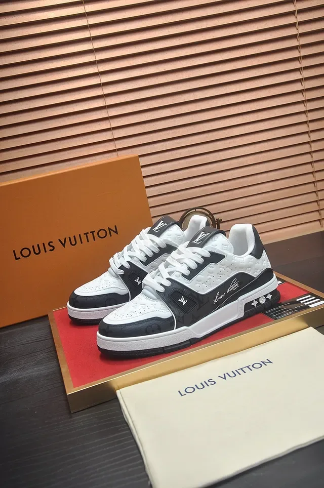 Louis Vuitton LV Trainer White Black Monogrammed Perforated Leather Layered Midsole Lifestyle Sneakers 4