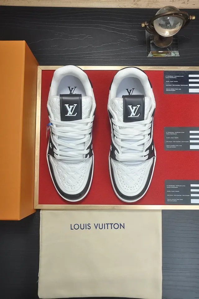 Louis Vuitton LV Trainer White Black Monogrammed Perforated Leather Layered Midsole Lifestyle Sneakers 5