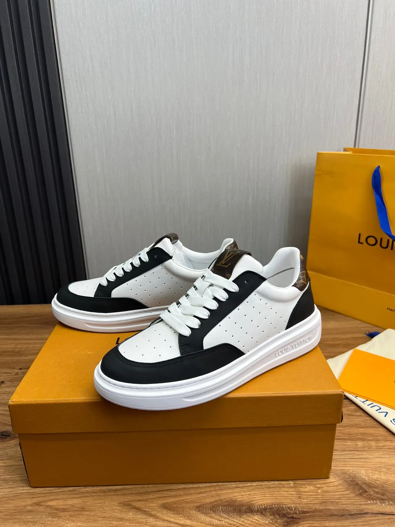 Louis Vuitton LV Trainer White Black Perforated Leather Contrast Panels Lifestyle Sneakers 2
