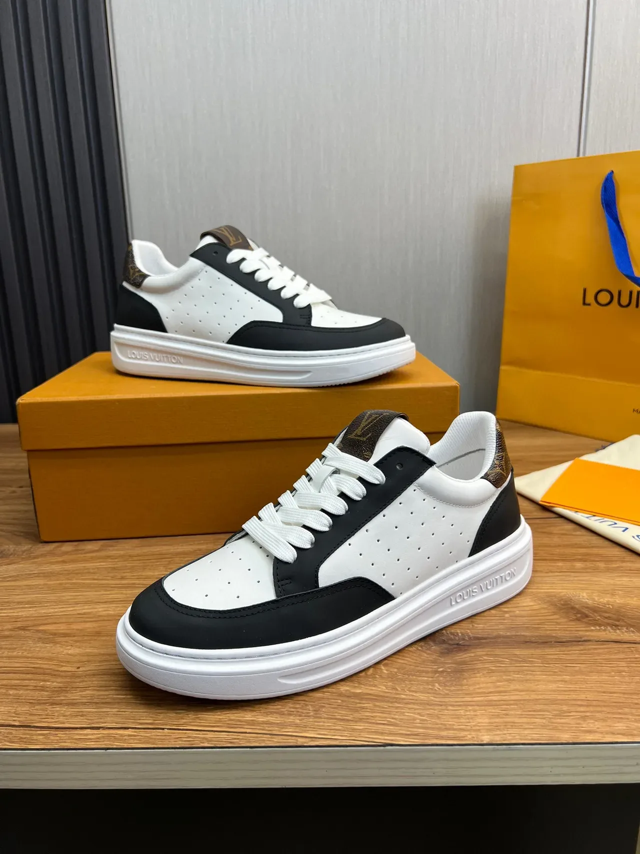 Louis Vuitton LV Trainer White Black Perforated Leather Contrast Panels Lifestyle Sneakers 3