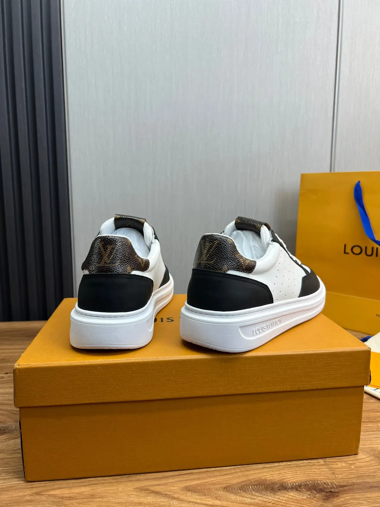 Louis Vuitton LV Trainer White Black Perforated Leather Contrast Panels Lifestyle Sneakers 4