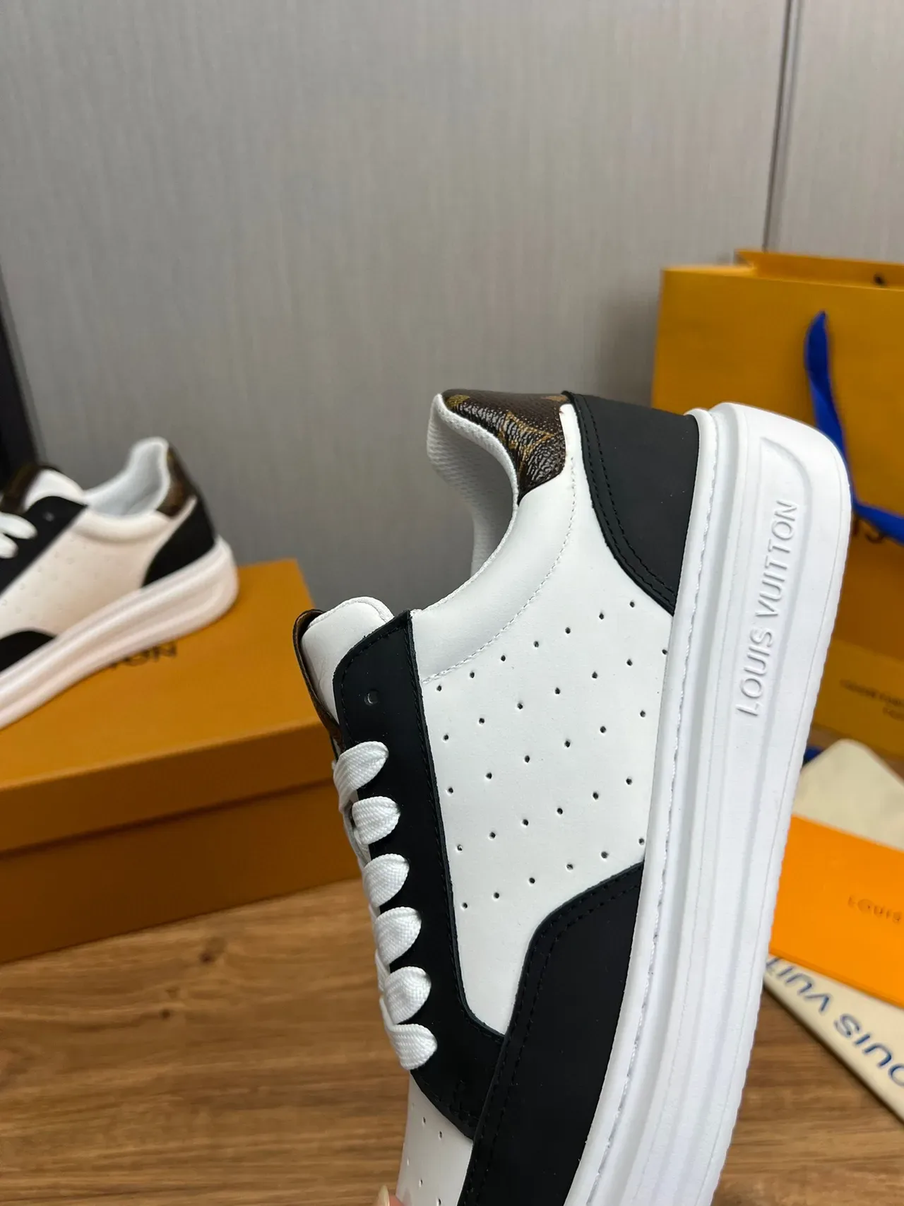 Louis Vuitton LV Trainer White Black Perforated Leather Contrast Panels Lifestyle Sneakers 7