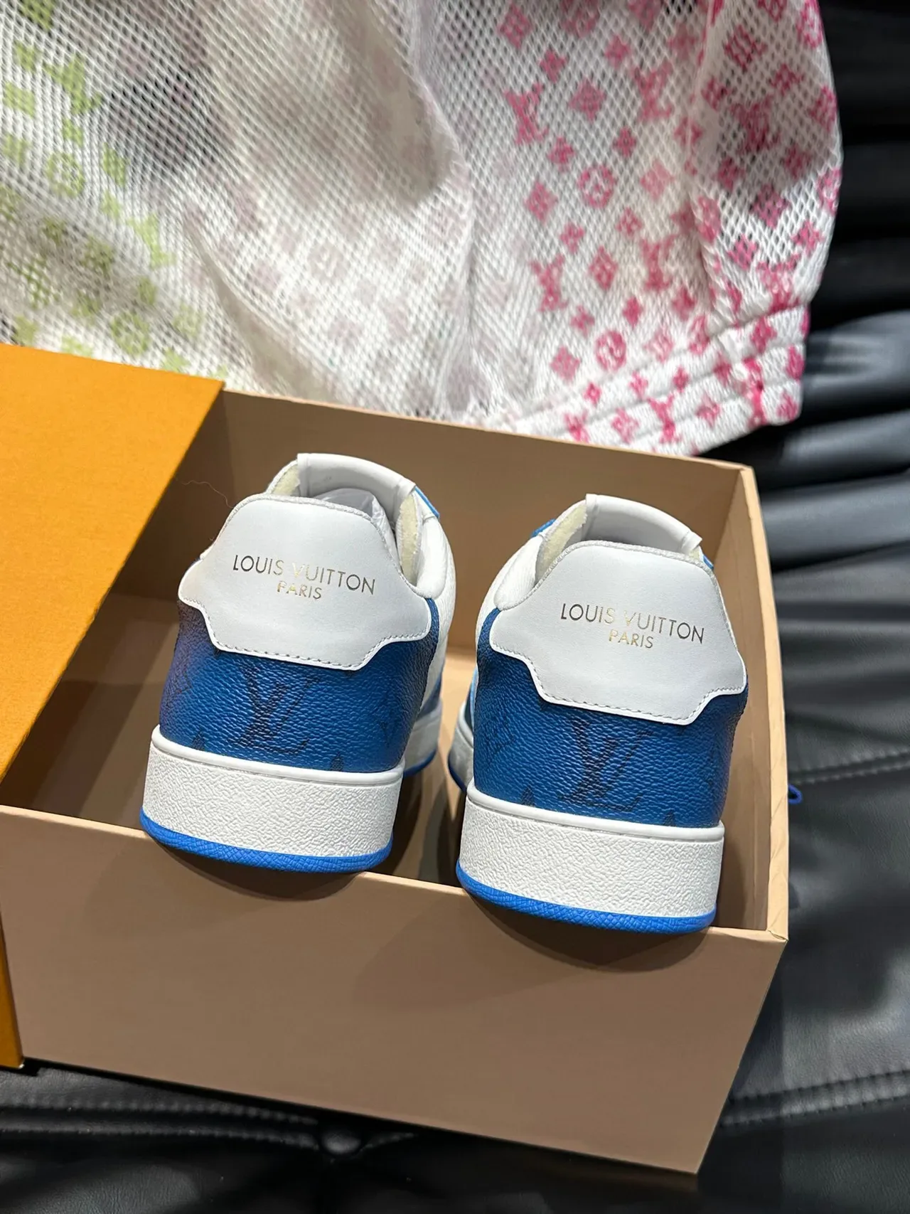 Louis Vuitton LV Trainer White Blue Color-Blocked Leather Perforated Toe Cap Lifestyle Sneakers 8