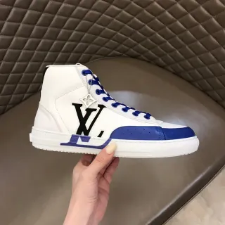 Louis Vuitton LV Trainer White Blue High-Top Leather Upper Lifestyle Sneakers