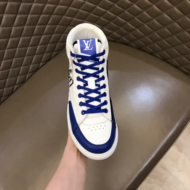 Louis Vuitton LV Trainer White Blue High-Top Leather Upper Lifestyle Sneakers 4