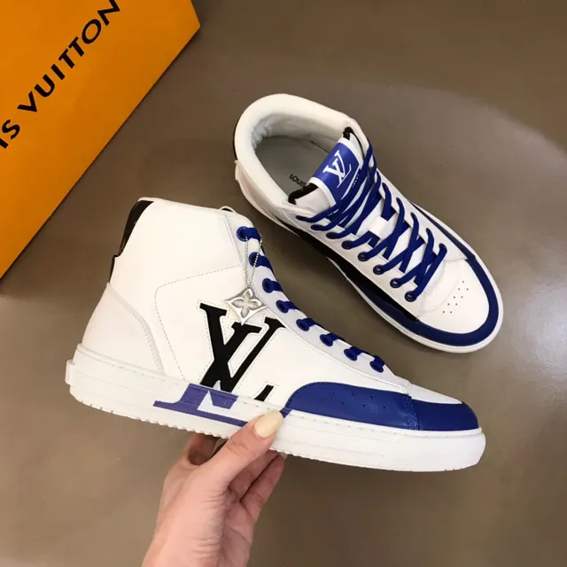 Louis Vuitton LV Trainer White Blue High-Top Leather Upper Lifestyle Sneakers 5