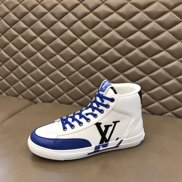 Louis Vuitton LV Trainer White Blue High-Top Leather Upper Lifestyle Sneakers 6