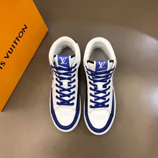 Louis Vuitton LV Trainer White Blue High-Top Leather Upper Lifestyle Sneakers 8