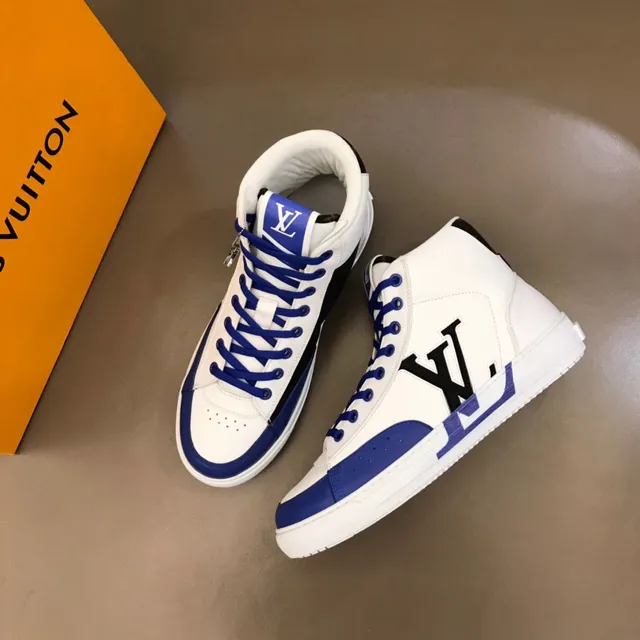 Louis Vuitton LV Trainer White Blue High-Top Leather Upper Lifestyle Sneakers 9