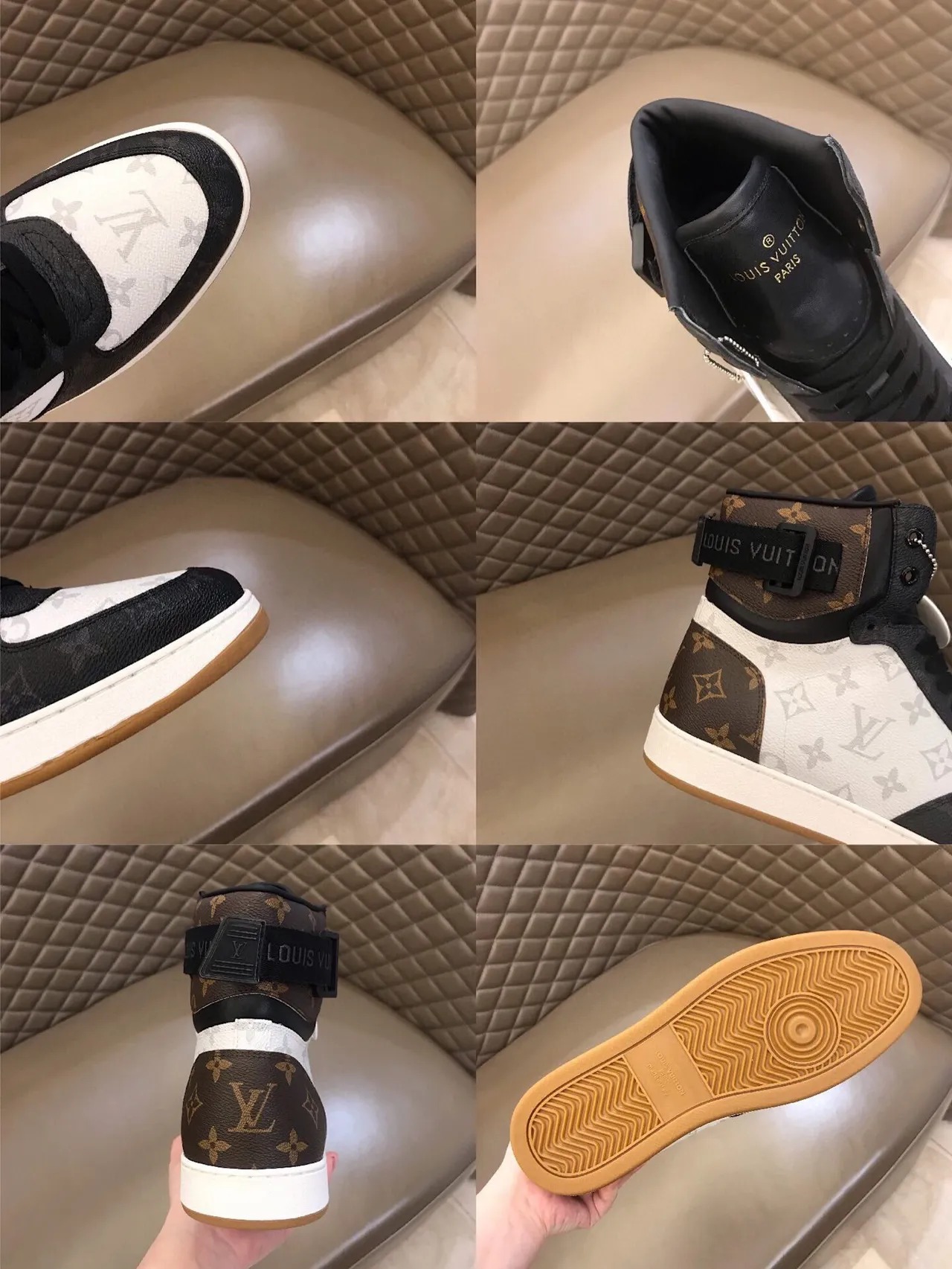 Louis Vuitton LV Trainer White Brown High-Top Monogram-Paneled Lifestyle Sneakers 2