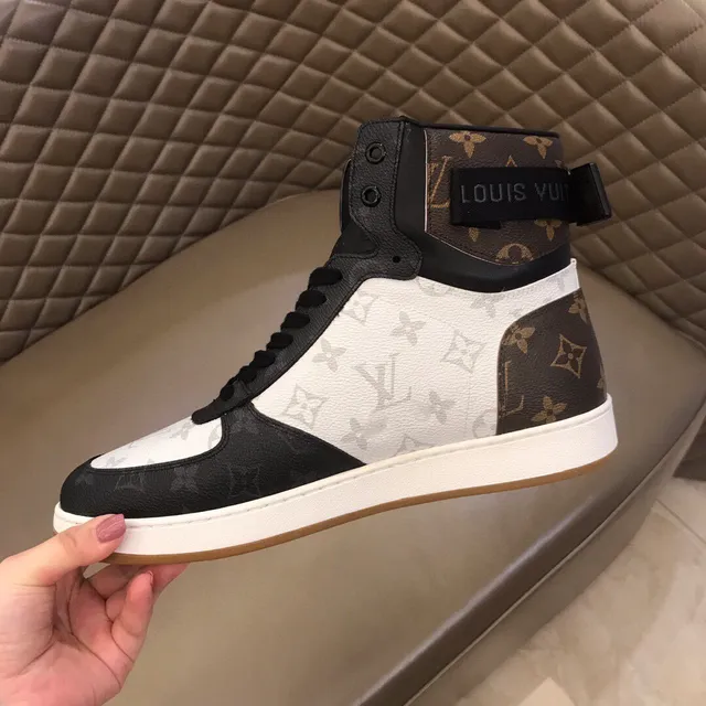 Louis Vuitton LV Trainer White Brown High-Top Monogram-Paneled Lifestyle Sneakers 3