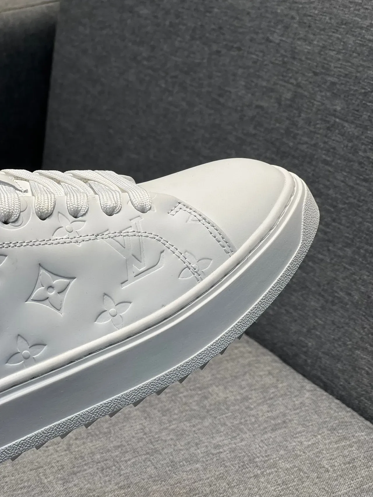 Louis Vuitton LV Trainer White Embossed Monogram Leather Lifestyle Sneakers 3