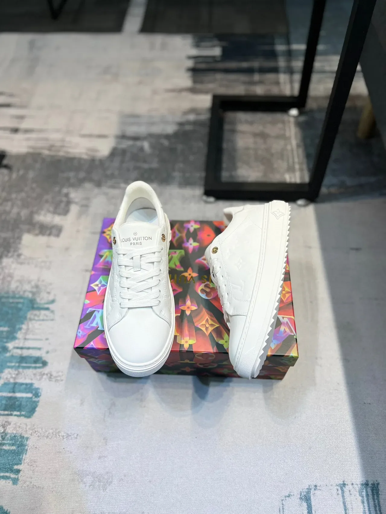 Louis Vuitton LV Trainer White Embossed Monogram Leather Lifestyle Sneakers 4