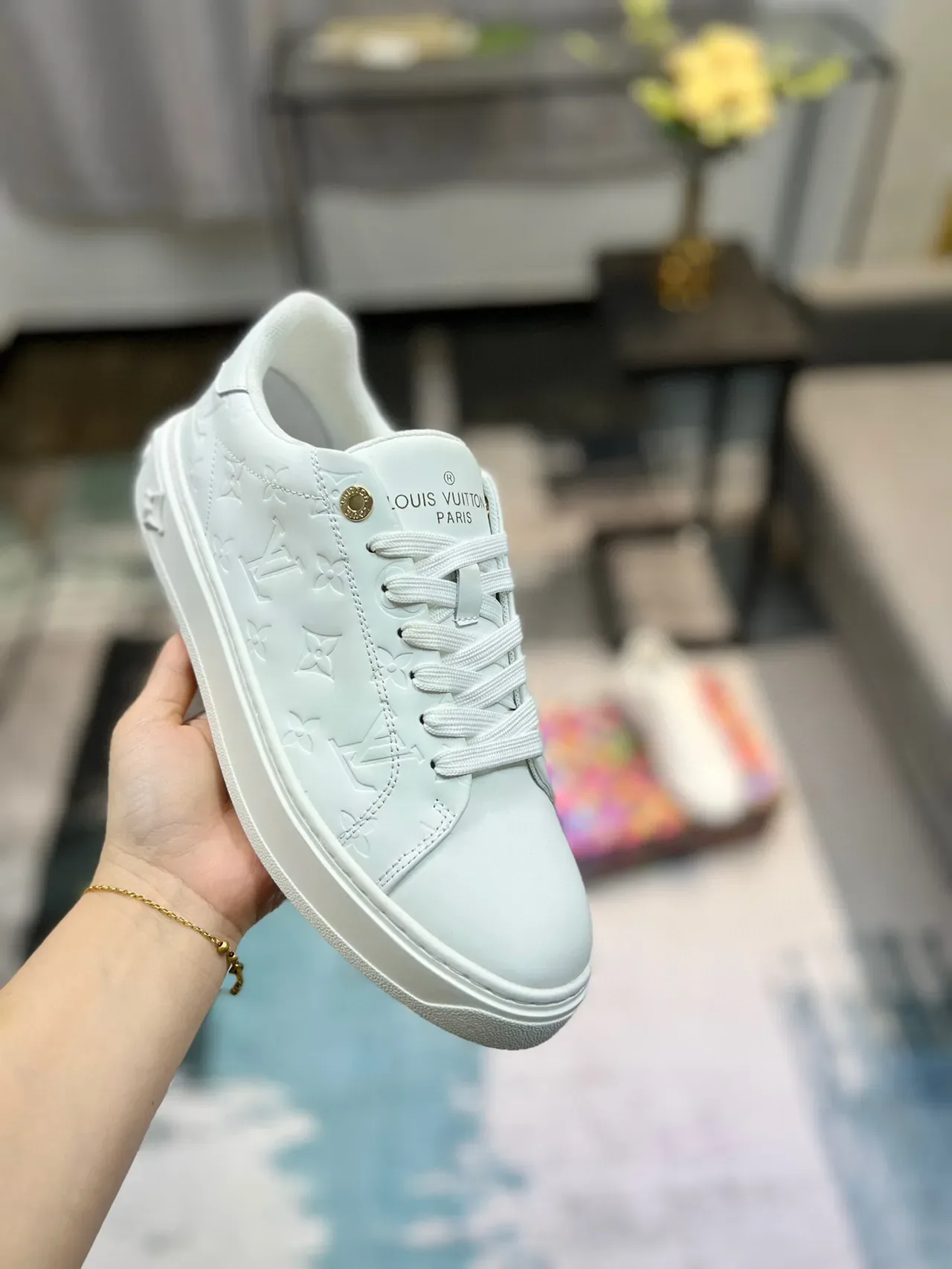 Louis Vuitton LV Trainer White Embossed Monogram Leather Lifestyle Sneakers 6
