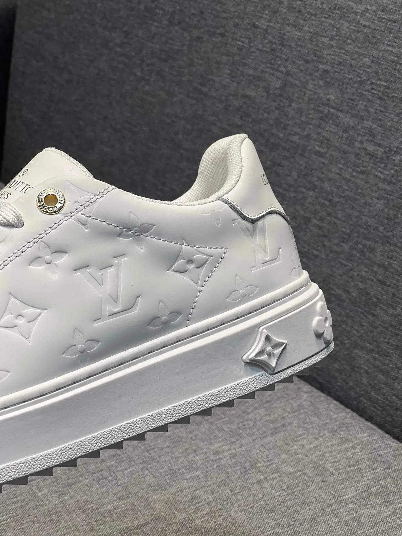 Louis Vuitton LV Trainer White Embossed Monogram Leather Lifestyle Sneakers 8