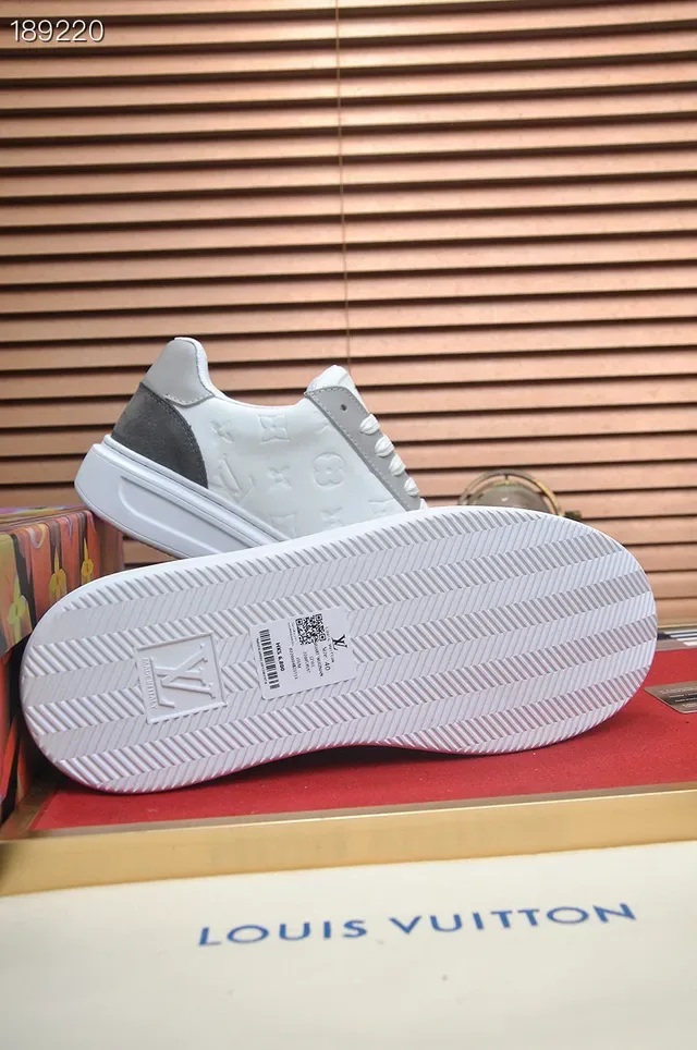Louis Vuitton LV Trainer White Gray Embossed Monogram Suede Contrast Panels Lifestyle Sneakers 2