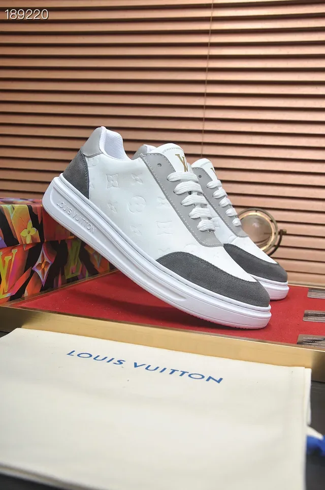 Louis Vuitton LV Trainer White Gray Embossed Monogram Suede Contrast Panels Lifestyle Sneakers 7