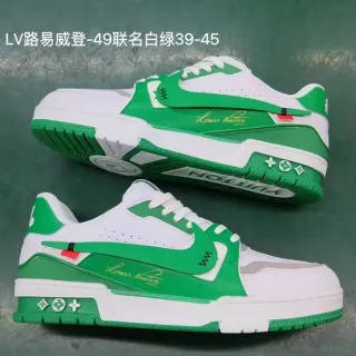 Louis Vuitton LV Trainer White Green Chunky Layered Sole Asymmetrical Overlay Lifestyle Sneakers