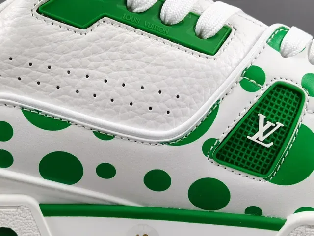 Louis Vuitton LV Trainer White Green Leather Upper Polka-Dot Print Lifestyle Sneakers 5