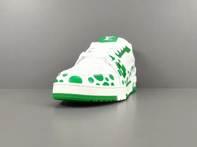 Louis Vuitton LV Trainer White Green Leather Upper Polka-Dot Print Lifestyle Sneakers 15