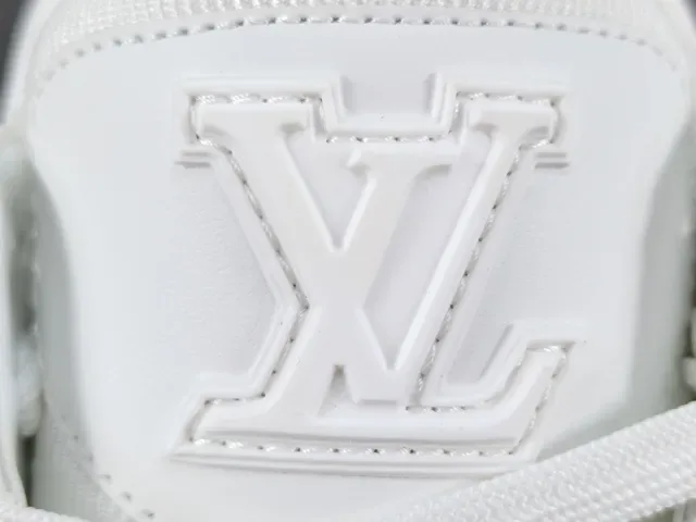 Louis Vuitton LV Trainer White Monogram-Embossed Leather Sculpted Layered Midsole Lifestyle Sneakers 4