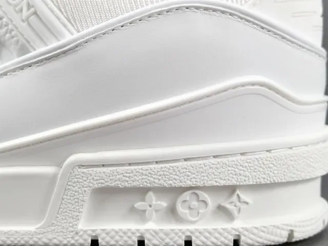 Louis Vuitton LV Trainer White Monogram-Embossed Leather Sculpted Layered Midsole Lifestyle Sneakers 7