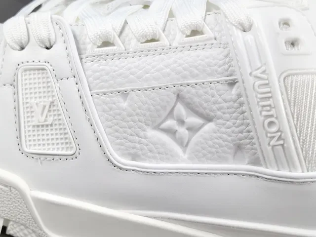Louis Vuitton LV Trainer White Monogram-Embossed Leather Sculpted Layered Midsole Lifestyle Sneakers 8