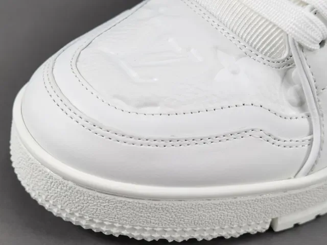 Louis Vuitton LV Trainer White Monogram-Embossed Leather Sculpted Layered Midsole Lifestyle Sneakers 9