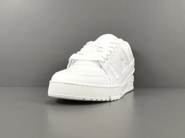 Louis Vuitton LV Trainer White Monogram-Embossed Leather Sculpted Layered Midsole Lifestyle Sneakers 15