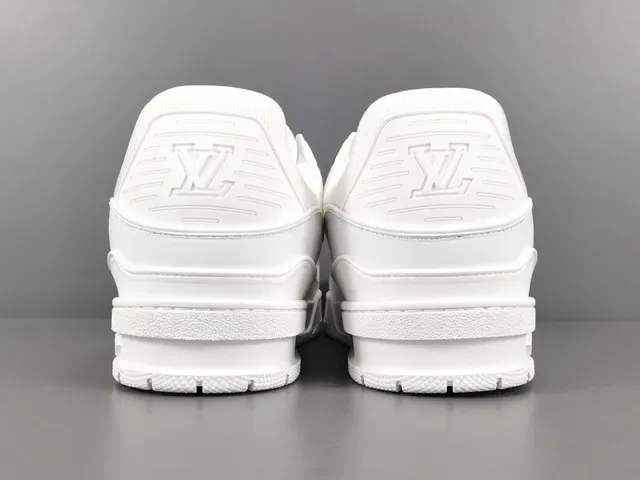 Louis Vuitton LV Trainer White Monogram-Embossed Leather Sculpted Layered Midsole Lifestyle Sneakers 17