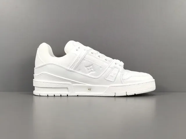 Louis Vuitton LV Trainer White Monogram-Embossed Leather Sculpted Layered Midsole Lifestyle Sneakers 18