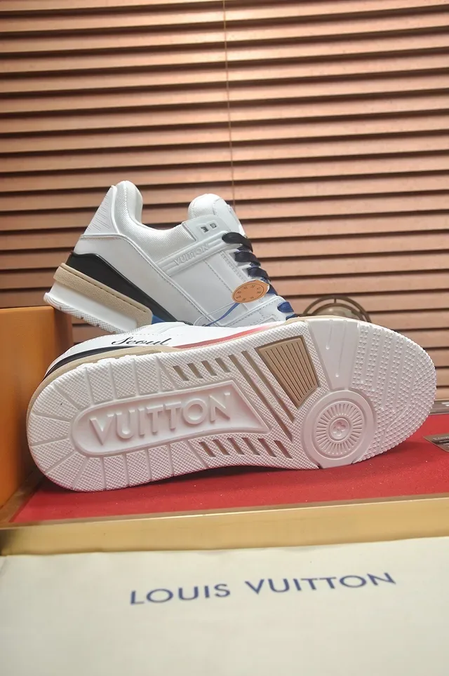 Louis Vuitton LV Trainer White Red Chunky Platform Sole Layered Leather/synthetic Upper Lifestyle Sneakers 3