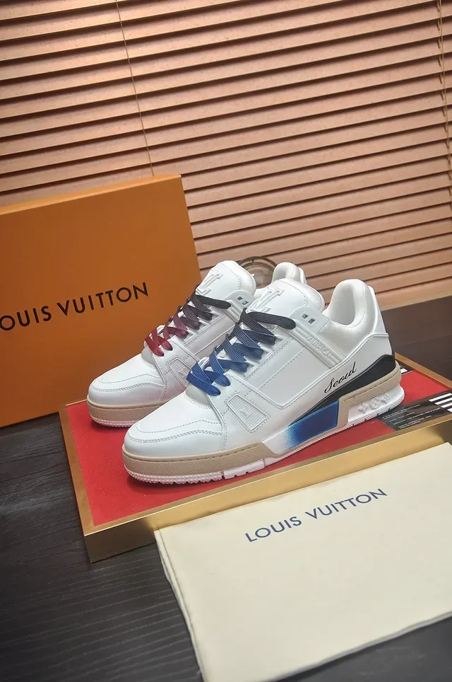 Louis Vuitton LV Trainer White Red Chunky Platform Sole Layered Leather/synthetic Upper Lifestyle Sneakers 4