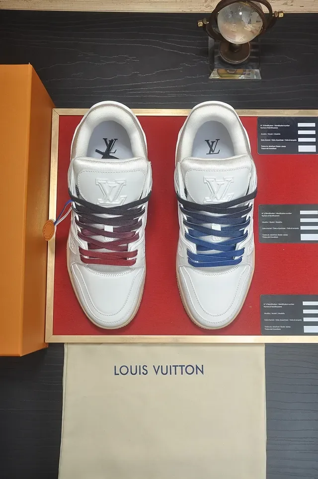 Louis Vuitton LV Trainer White Red Chunky Platform Sole Layered Leather/synthetic Upper Lifestyle Sneakers 5