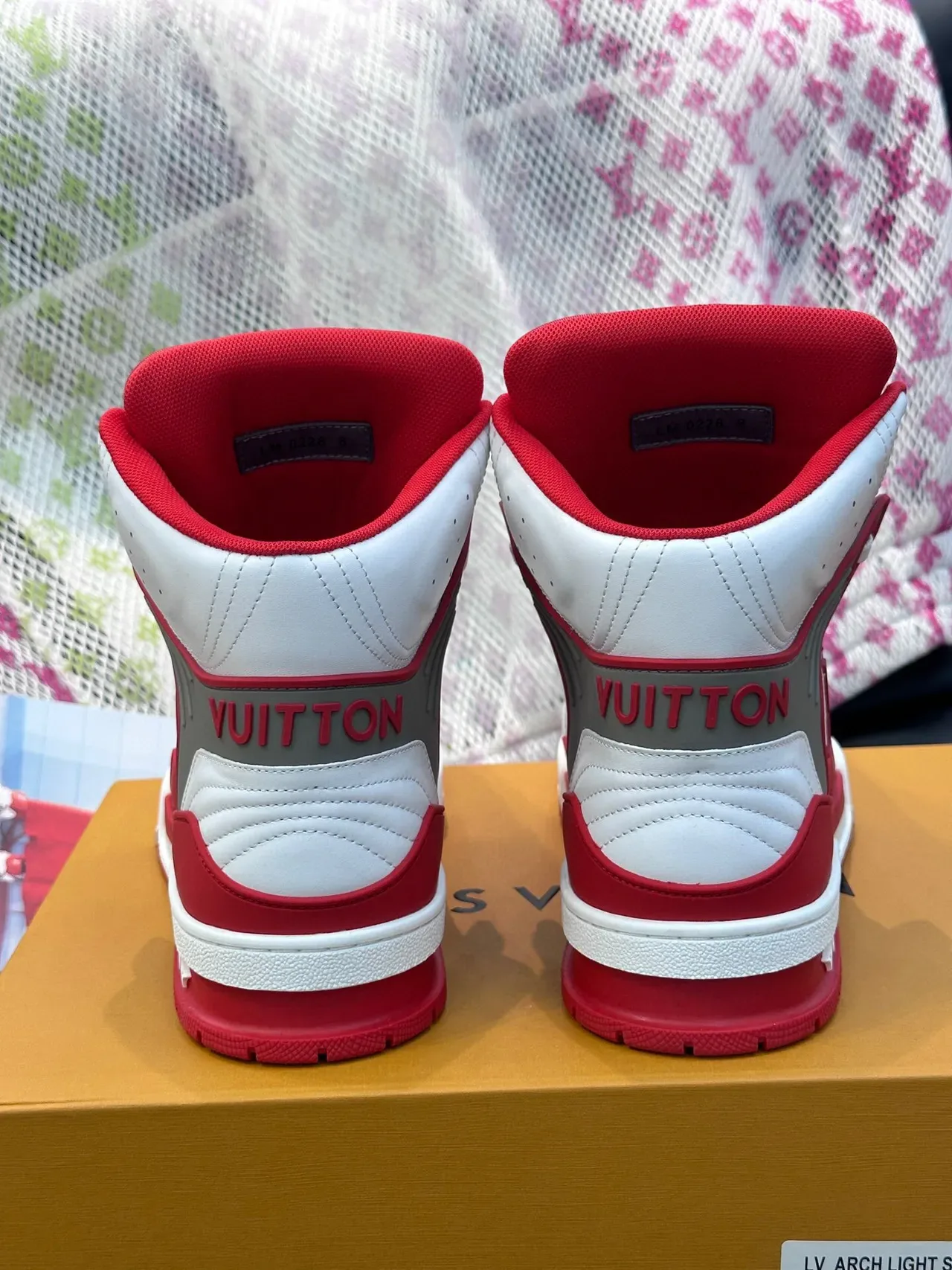 Louis Vuitton LV Trainer Chaussures Lifestyle Blances Rouges High-Top Monogrammées 6