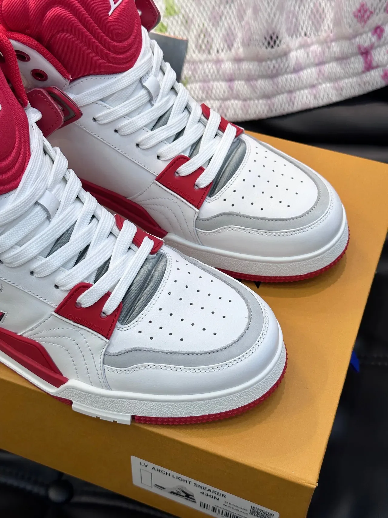 Louis Vuitton LV Trainer Chaussures Lifestyle Blances Rouges High-Top Monogrammées 8