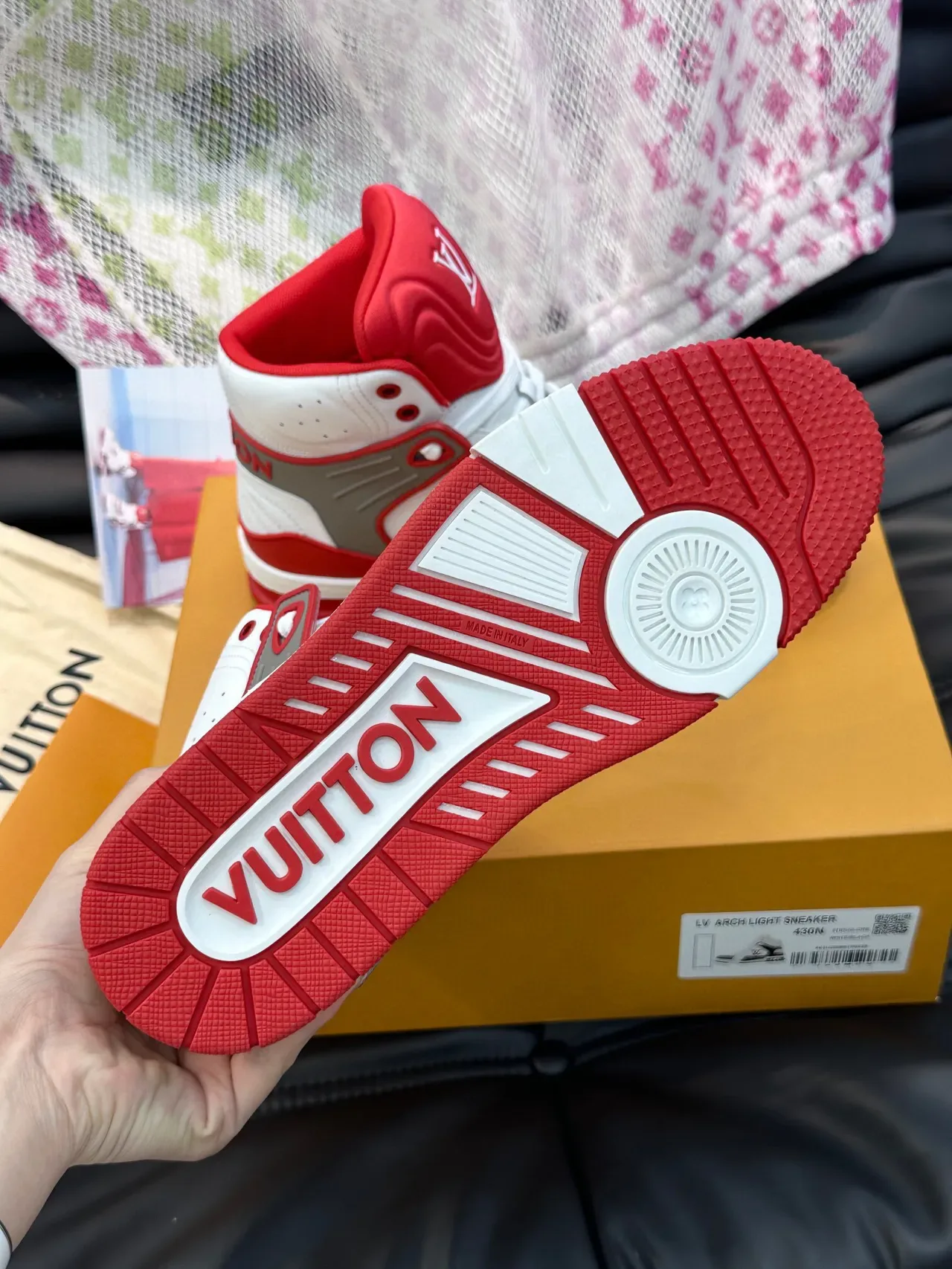 Louis Vuitton LV Trainer Chaussures Lifestyle Blances Rouges High-Top Monogrammées 9