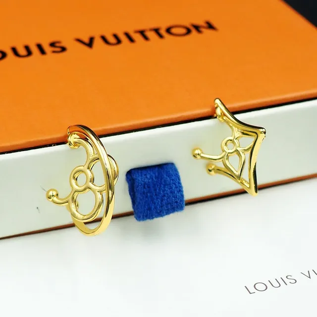 Louis Vuitton LV Twiggy Asymmetrical Gold-Tone Earrings 4