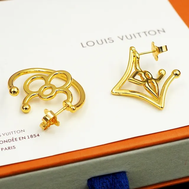 Louis Vuitton LV Twiggy Asymmetrical Gold-Tone Earrings 5