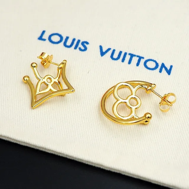 Louis Vuitton LV Twiggy Asymmetrical Gold-Tone Earrings 7